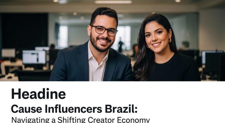 Brazilian influencers collaborating in a studio with lights and branding